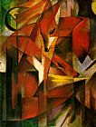 Franz Marc Canvas Paintings - Foxes